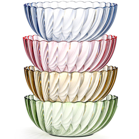 Fasmov 4-pack grey-striped bowls, versatile for dips, popcorn, and sides.