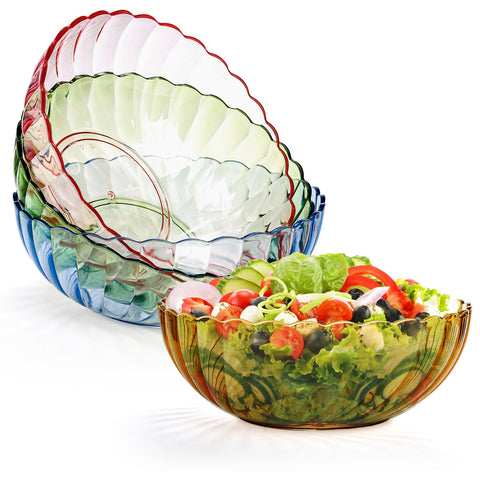 Fasmov 4-pack pink-striped bowls, suitable for chips and party treats.