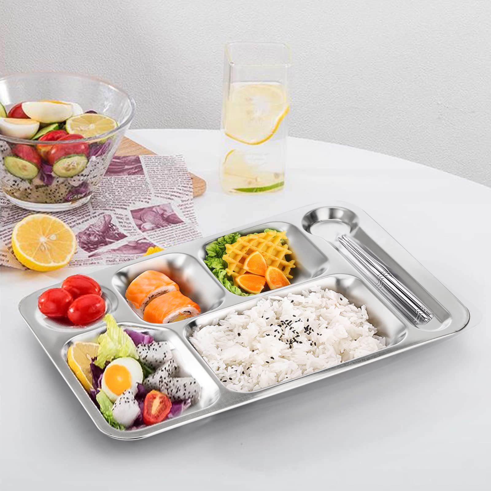 Fasmov camping and picnic divided dinner tray in outdoor setting.