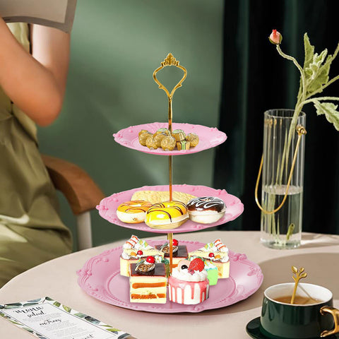 Fasmov dessert tower viewed from above highlights a complete tiered arrangement