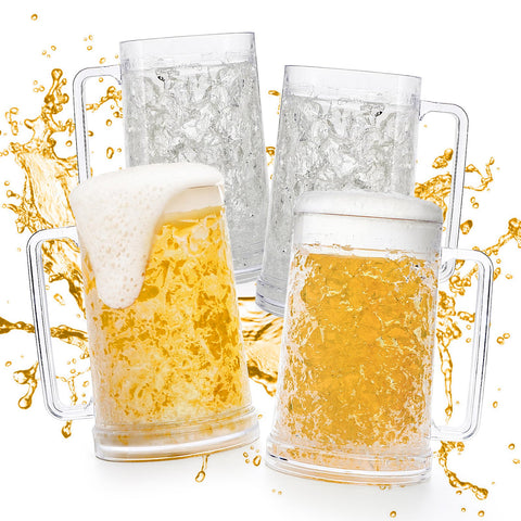 Fasmov freezer beer mug 4-pack clear with gel cooling, no condensation