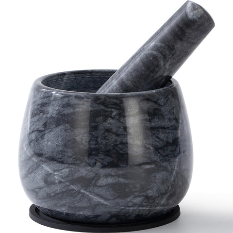 Fasolahome heavy-duty marble mortar and pestle for durable grinding and flavor release.