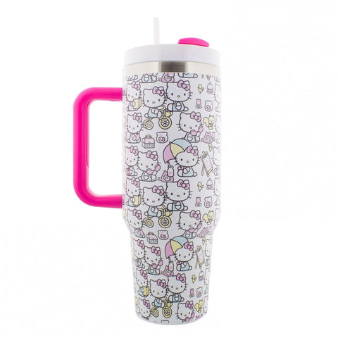 Fast Forward Hello Kitty 40oz tumbler handwash-only care preserves finish.
