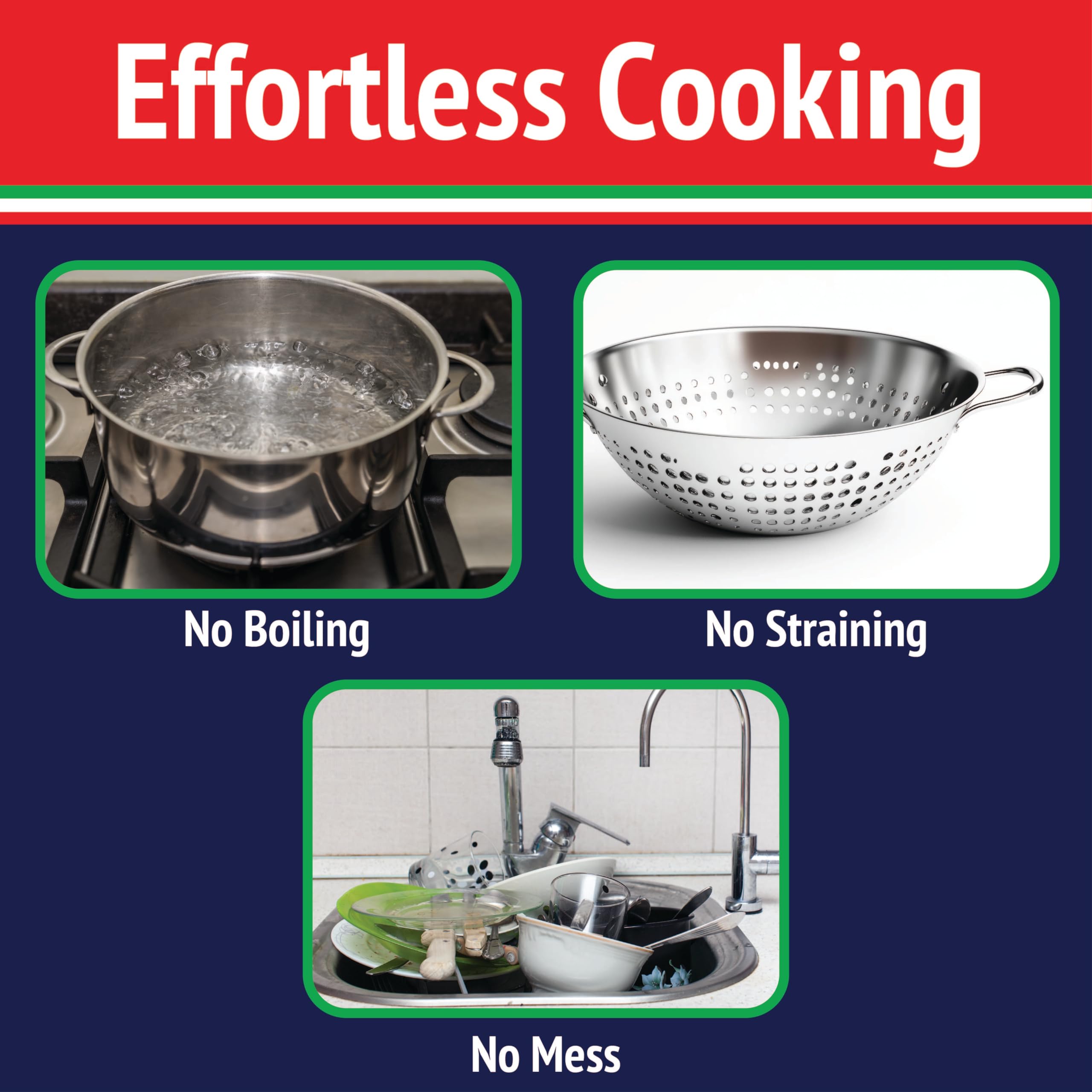 Fasta Pasta no-mess design preventing boil-overs during microwave prep