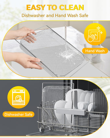Fastand dishwasher-safe mesh basket ready for quick, easy cleaning