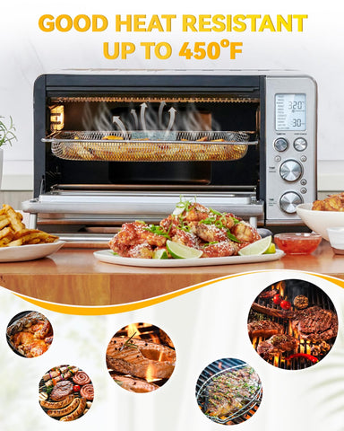 Fastand even heat airflow mesh basket demonstrates crisp, evenly cooked results