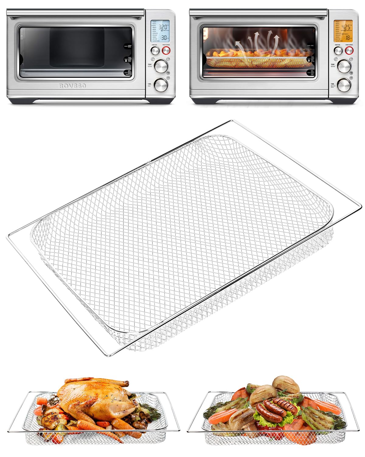 Fastand Smart Oven Mesh Basket front view for Breville BOV860BSS promoting even air frying