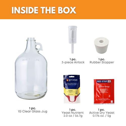 FastRack glass fermentation jar 1-gallon with a transparent view of brew progress.