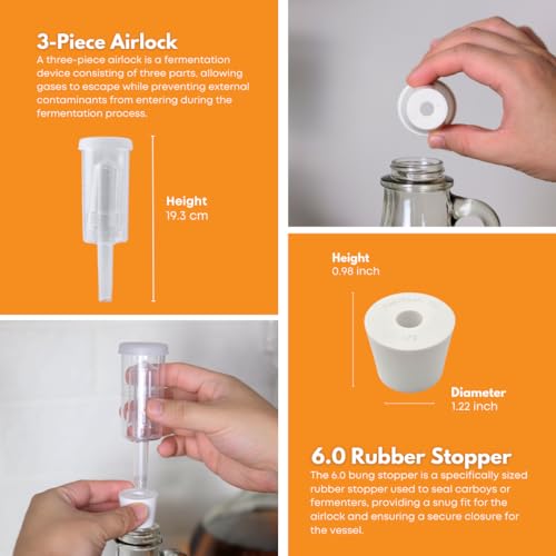 FastRack rubber stopper provides an airtight seal for safe fermentation.