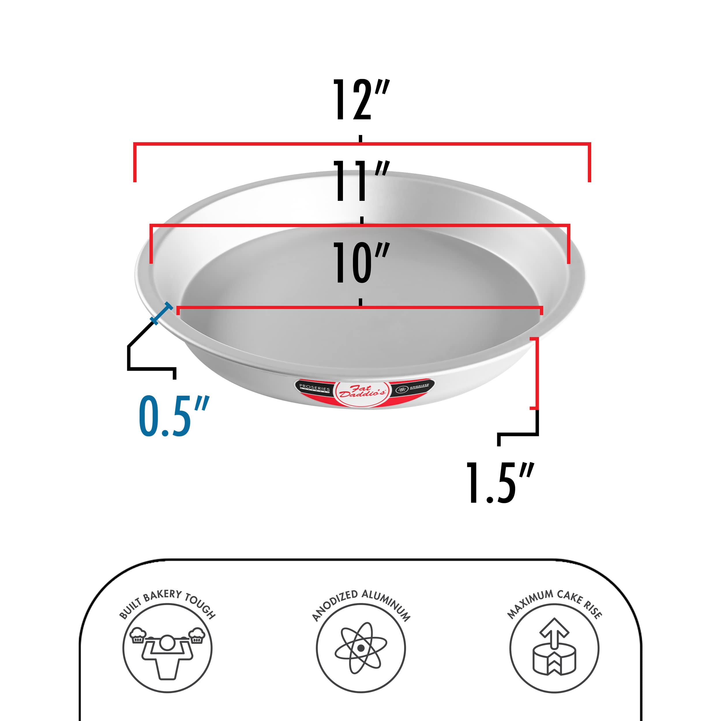 Fat Daddio's PIE-12 depth of 1.5 inches supports taller fillings