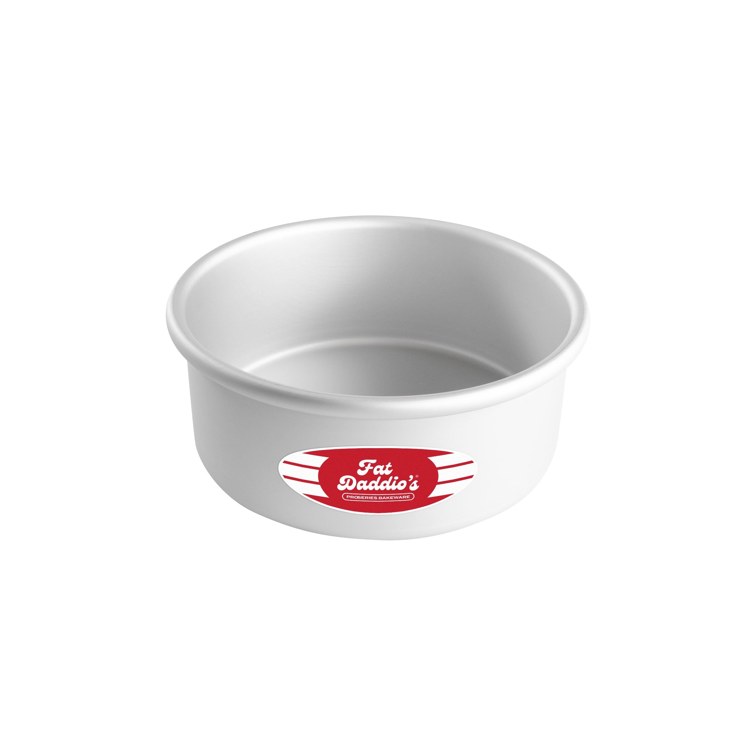 Fat Daddio's anodized round cake pan, 7x3 in, ideal for layered cakes.