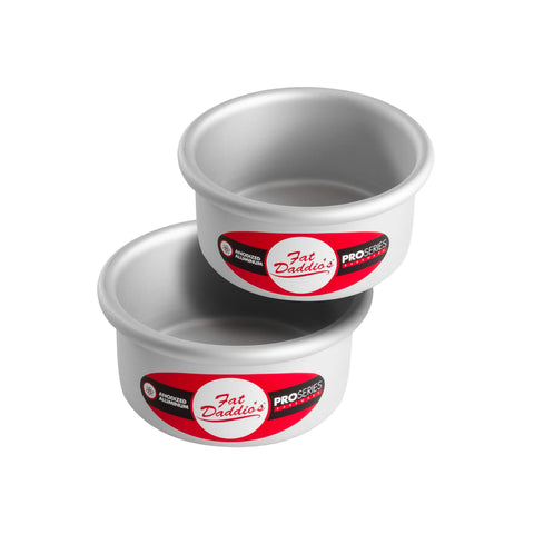 Fat Daddio's anodized round cake pans, two-piece set, for easy release in layered cakes.