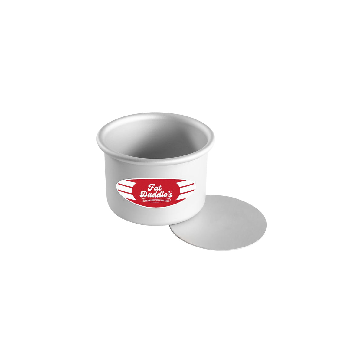 Fat Daddio's PCC-43 anodized round cheesecake pan, side view, even heat and quick release.
