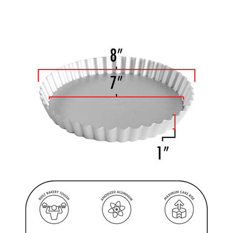 Fluted edge on Fat Daddio's PFT-8 creates professional tarts with even browning.