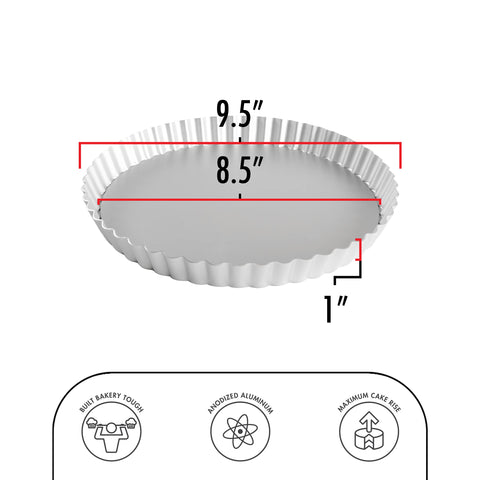 Fat Daddio's PFT-95 tart pan with fluted edge enhances elegant presentation.