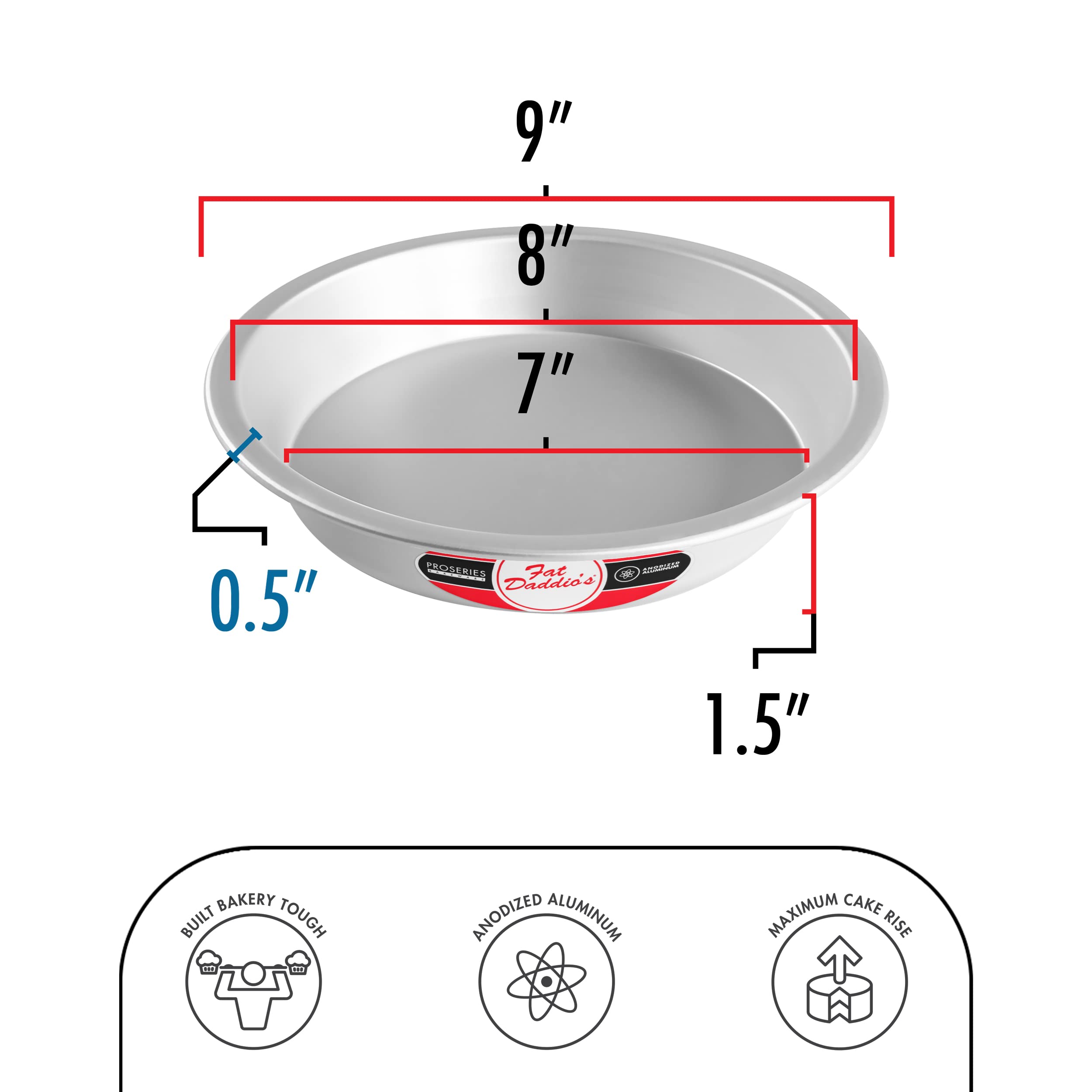 Fat Daddio's pie pan 9x1.5-inch interior close-up showing smooth release surface