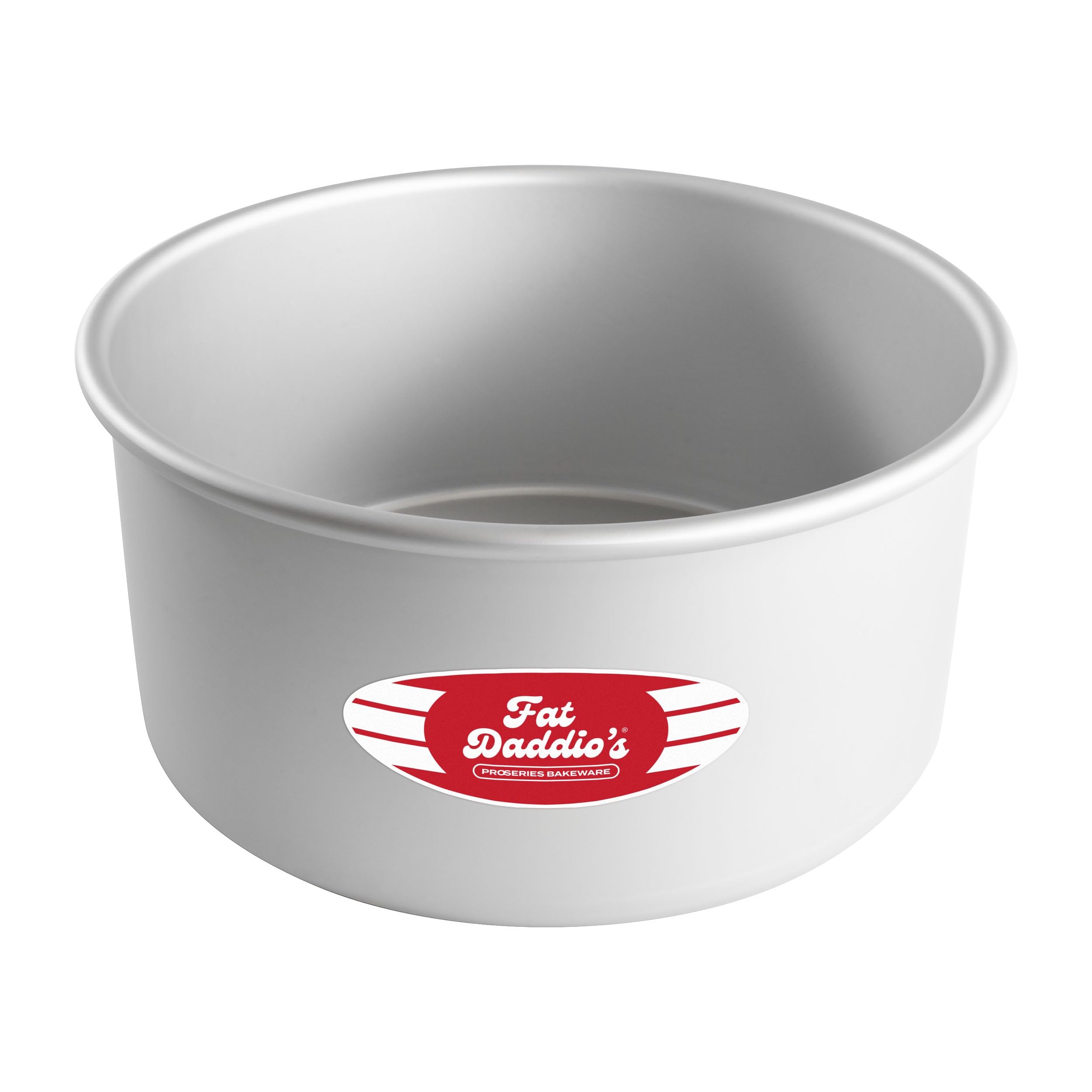 Fat Daddio's PRD-84 anodized round cake pan top view highlights even heat distribution for baked goods
