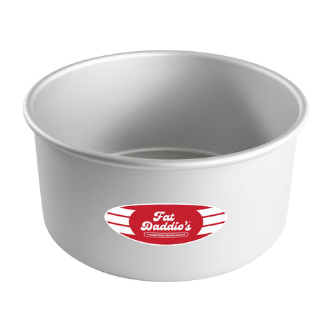 Fat Daddio's PRD-84 anodized round cake pan top view highlights even heat distribution for baked goods