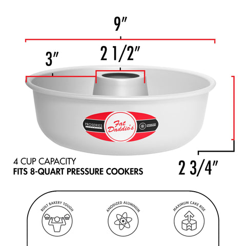 Fat Daddio's RMP-9 ring mold pan side view shows sturdy anodized aluminum for daily use.