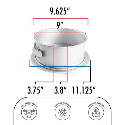 Fat Daddio's round springform pan 3-inch height side view ideal for tall fillings.