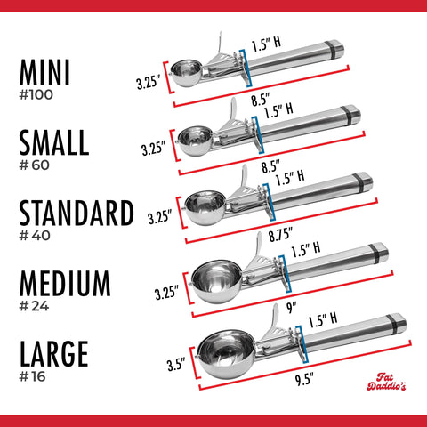 Fat Daddio's SCTP-40 ergonomic hex-handle for comfortable, repeated scooping.