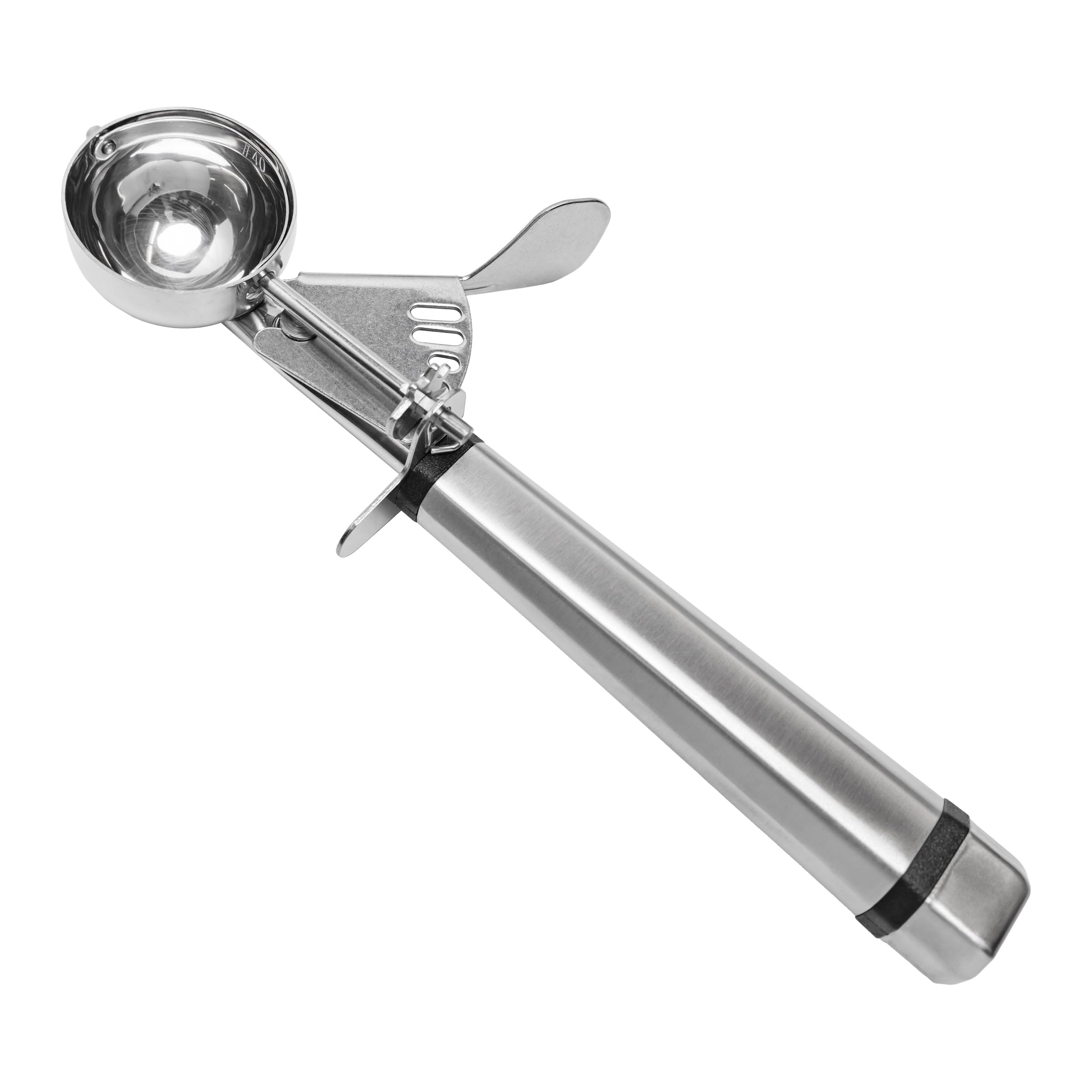 Fat Daddio's SCTP-40 stainless scoop front view ensuring consistent cookie portions.