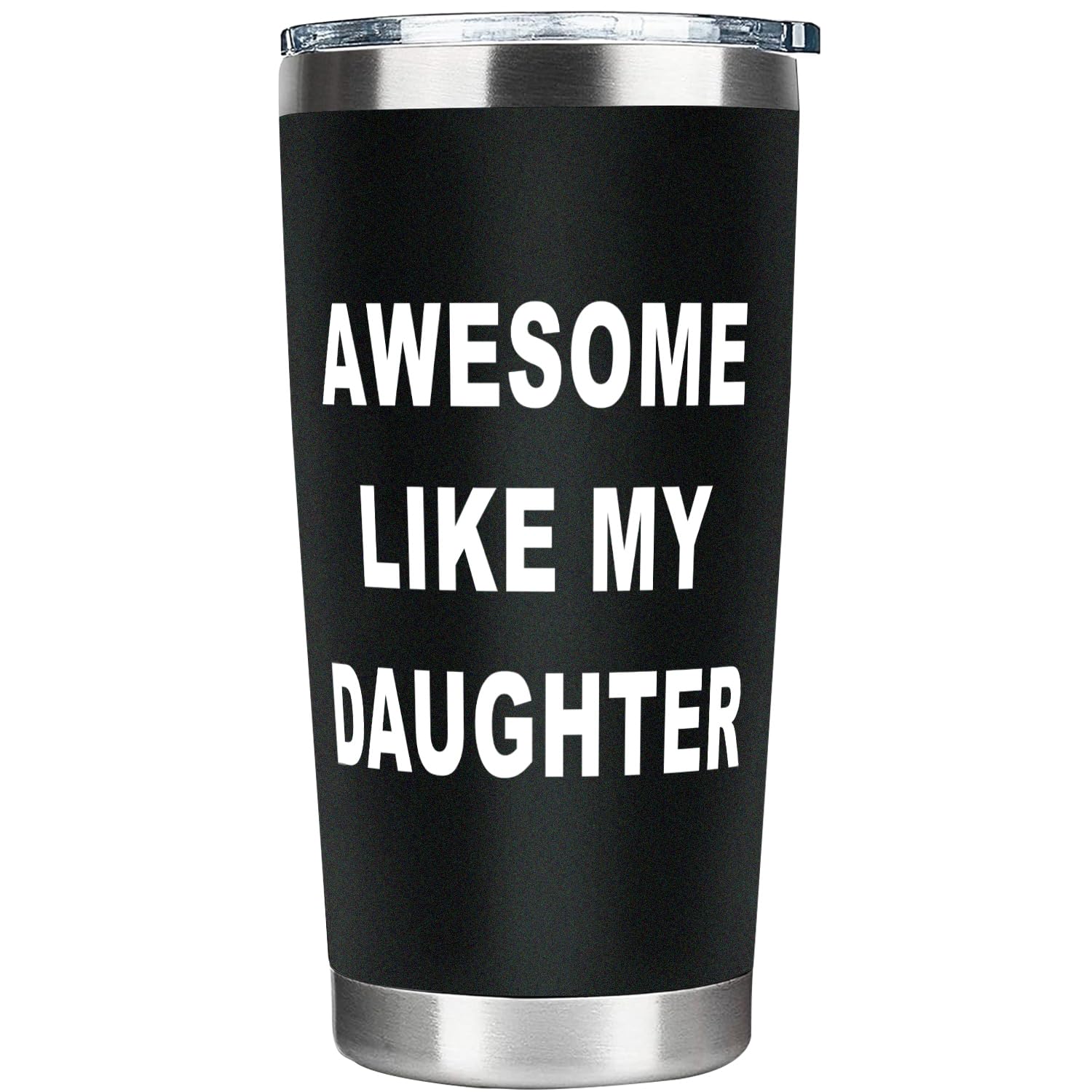 Fatbaby Dad Tumbler front view highlights a sleek stainless steel design for daily use