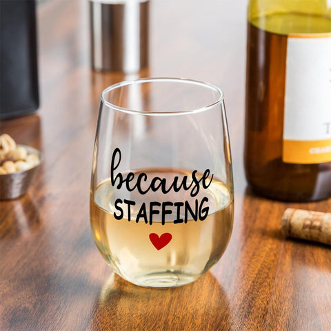 Fatbaby funny coworker gift glass in an office setting for humor.