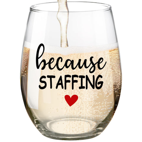Fatbaby staffing wine glass with stemless design, ideal for coworker gifts.