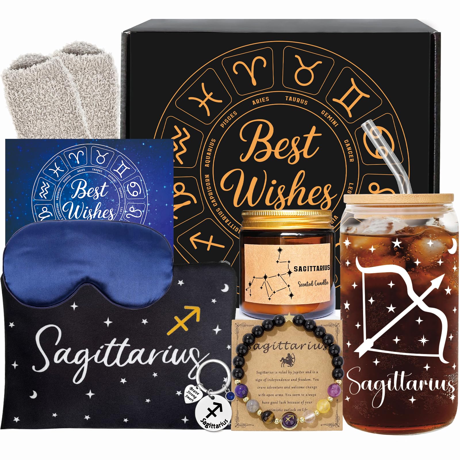 FatWongcoi Sagittarius star sign glass cup for iced drinks and daily flair.