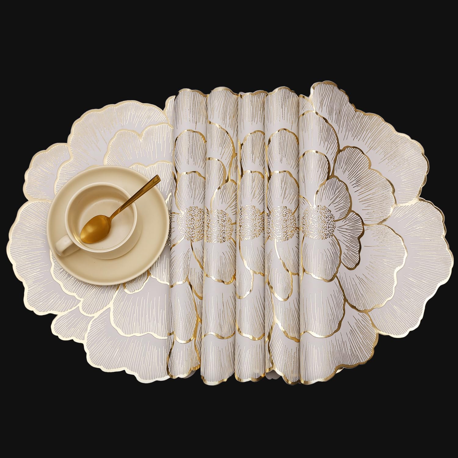 FAVE gold floral round placemats set of six elevating table decor