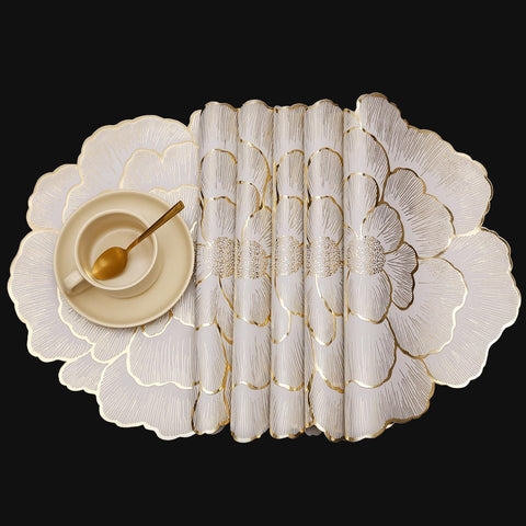 FAVE gold floral round placemats set of six elevating table decor