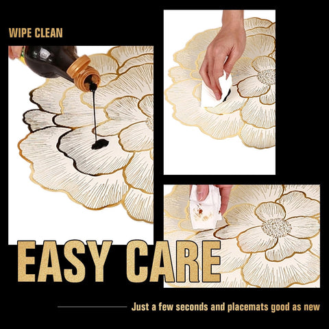 Easy-clean vinyl placemats from FAVE, wipe clean after meals