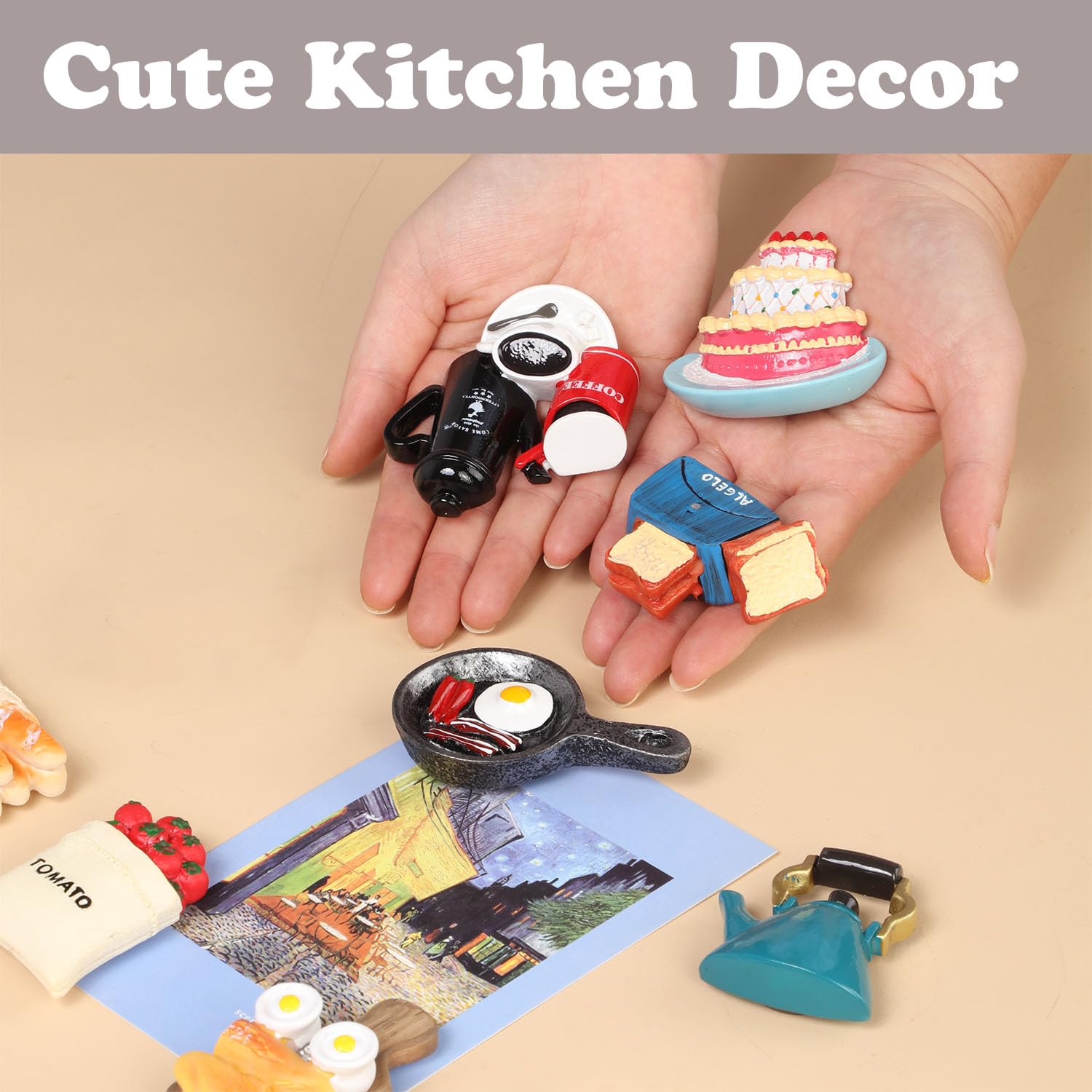 Seven-piece set offers colorful kitchen decor and practical note-pinning options.