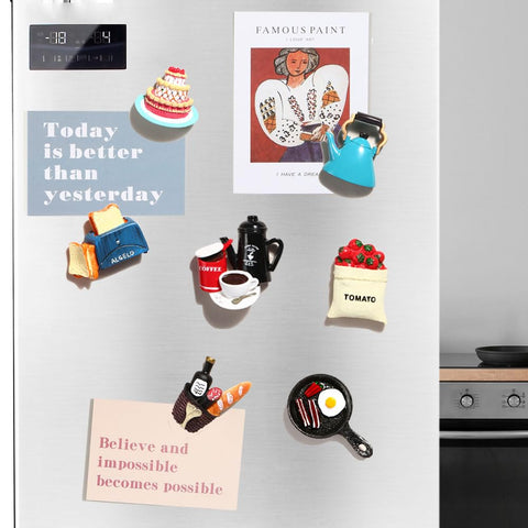 Favensen resin magnets brighten kitchen decor while securely pinning papers to the fridge.