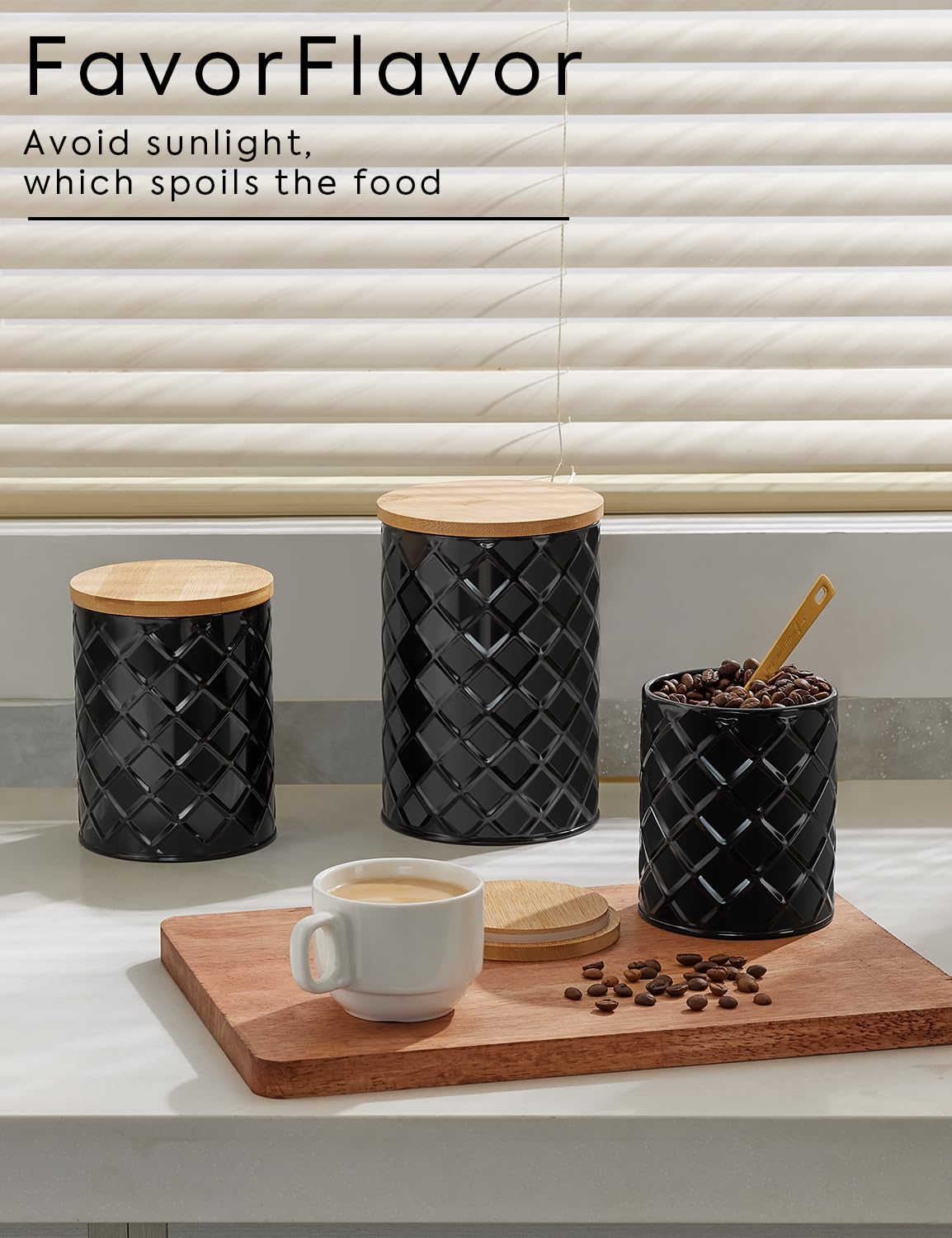 FavorFlavor airtight lids closeup showing secure seal for freshness.