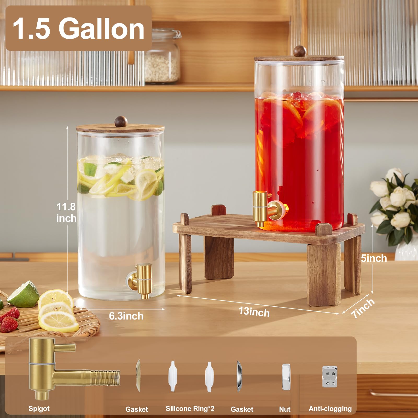 FavorFlavor 1.5 gallon dispenser close-up on stainless steel spigot for smooth pours.