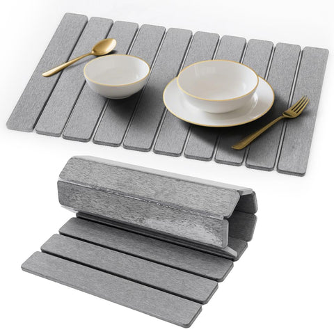 Favorking stone drying mat on a kitchen counter absorbs spills for a dry workspace