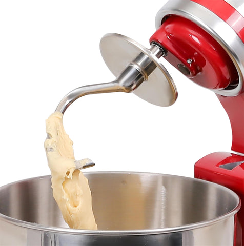 FavorKit dough hook closeup in polished stainless steel for even dough kneading.