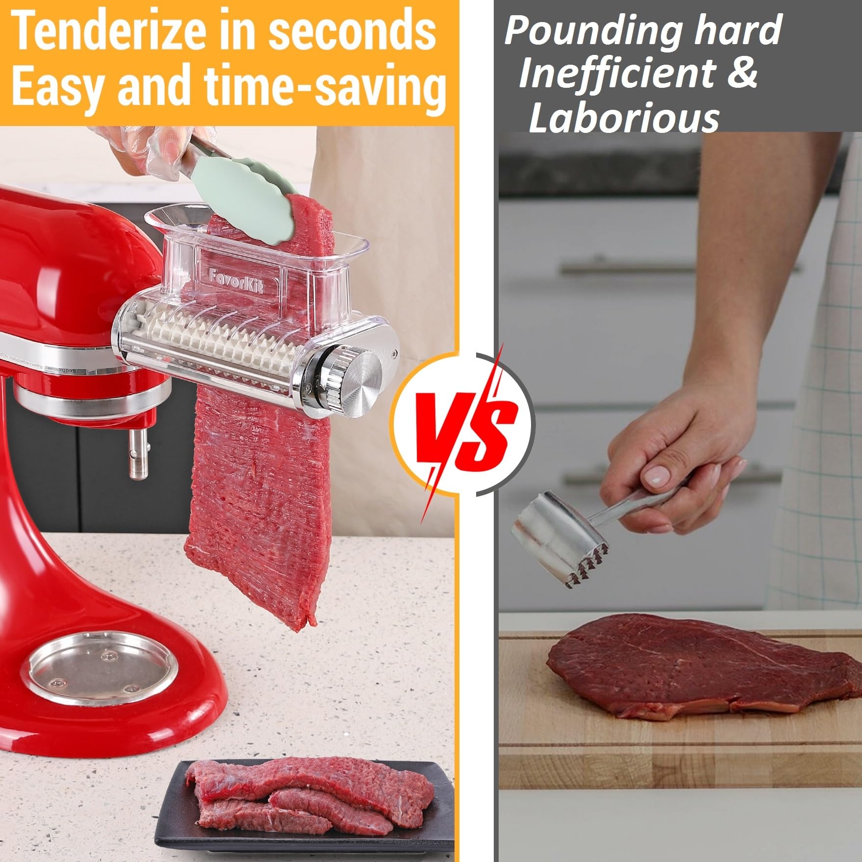 Durable metal housing provides reliable tenderizing for KitchenAid attachments.