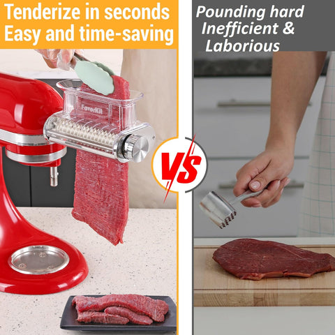 Durable metal housing provides reliable tenderizing for KitchenAid attachments.