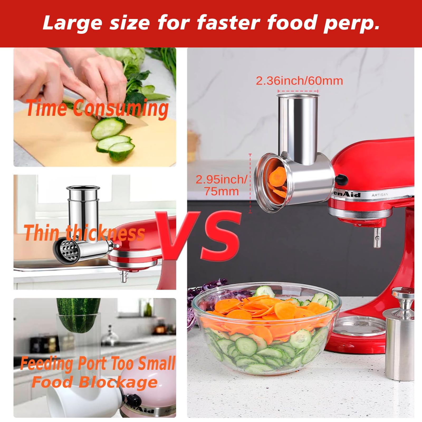 FavorKit 60 mm feeding tube for big vegetables and potatoes