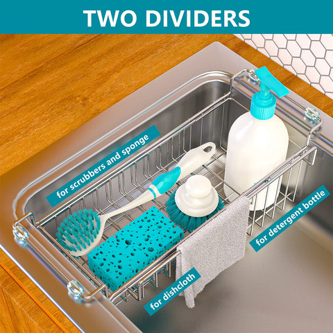FavoThings caddy two dividers keep sponge and bottles neatly separated on the rack.