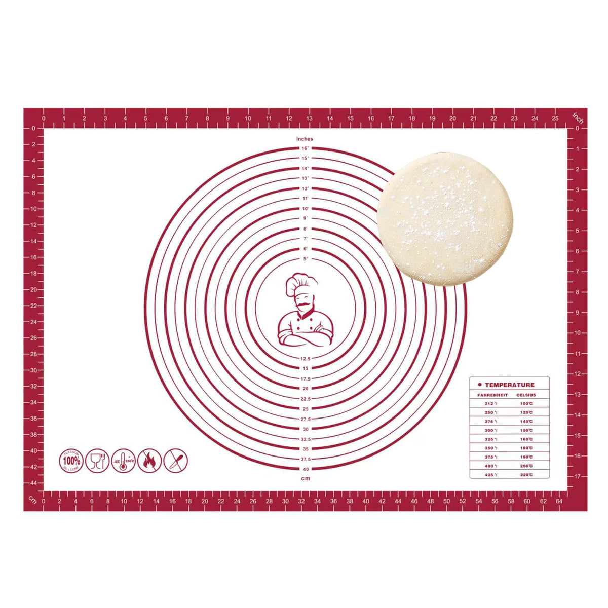 FAVXD dough mat for rolling dough with even thickness and easy cleanup