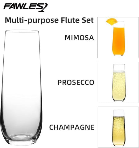 FAWLES stemless design with thick base reduces tipping and adds stability.