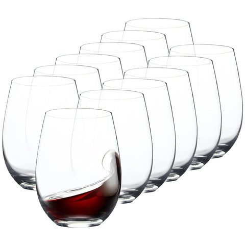 FAWLES stemless wine glasses set with 15 oz capacity and balanced base for stable pours.