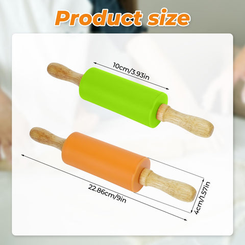 Faxco mini rolling pin for kids green, secure grip for small hands.