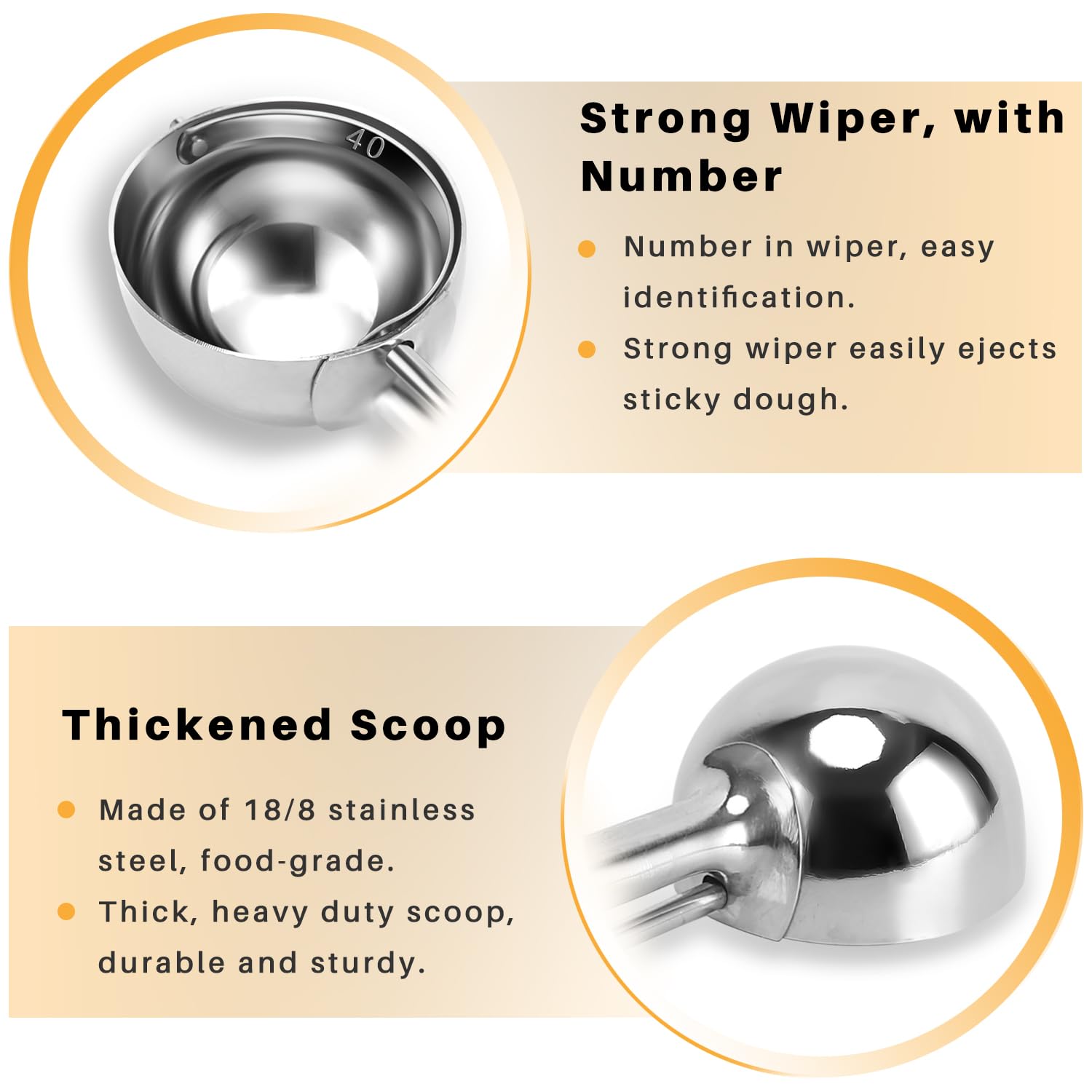 Fayomir scoops shown for left- and right-handed use