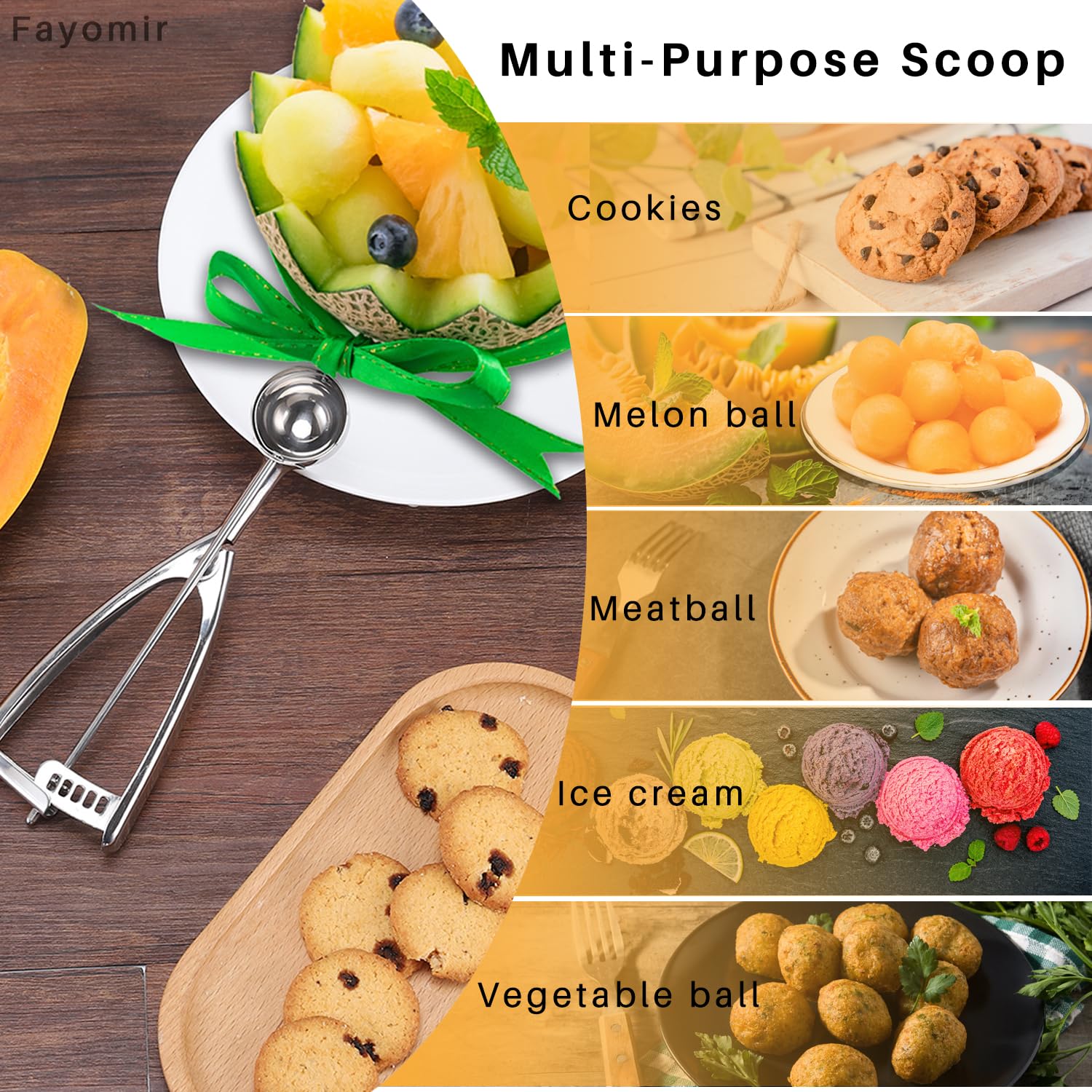 Fayomir multi-use batter scoops for cookies and muffins