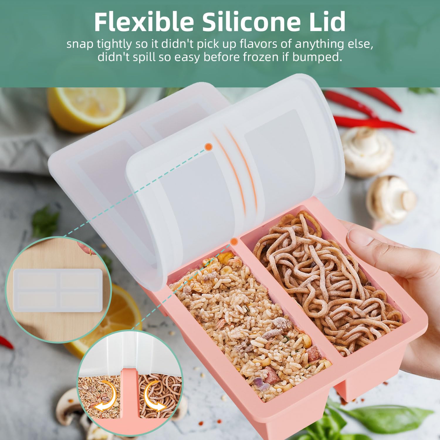 FDDAI silicone tray easy pop-out release for quick meal prep.